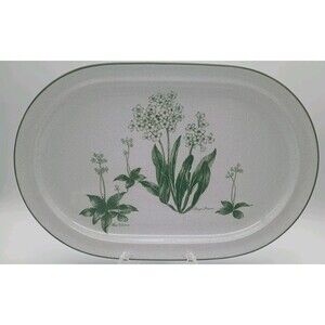 Vtg Noritake Botanical Mountain Flowers Oval Serving Platter Speckled 8343